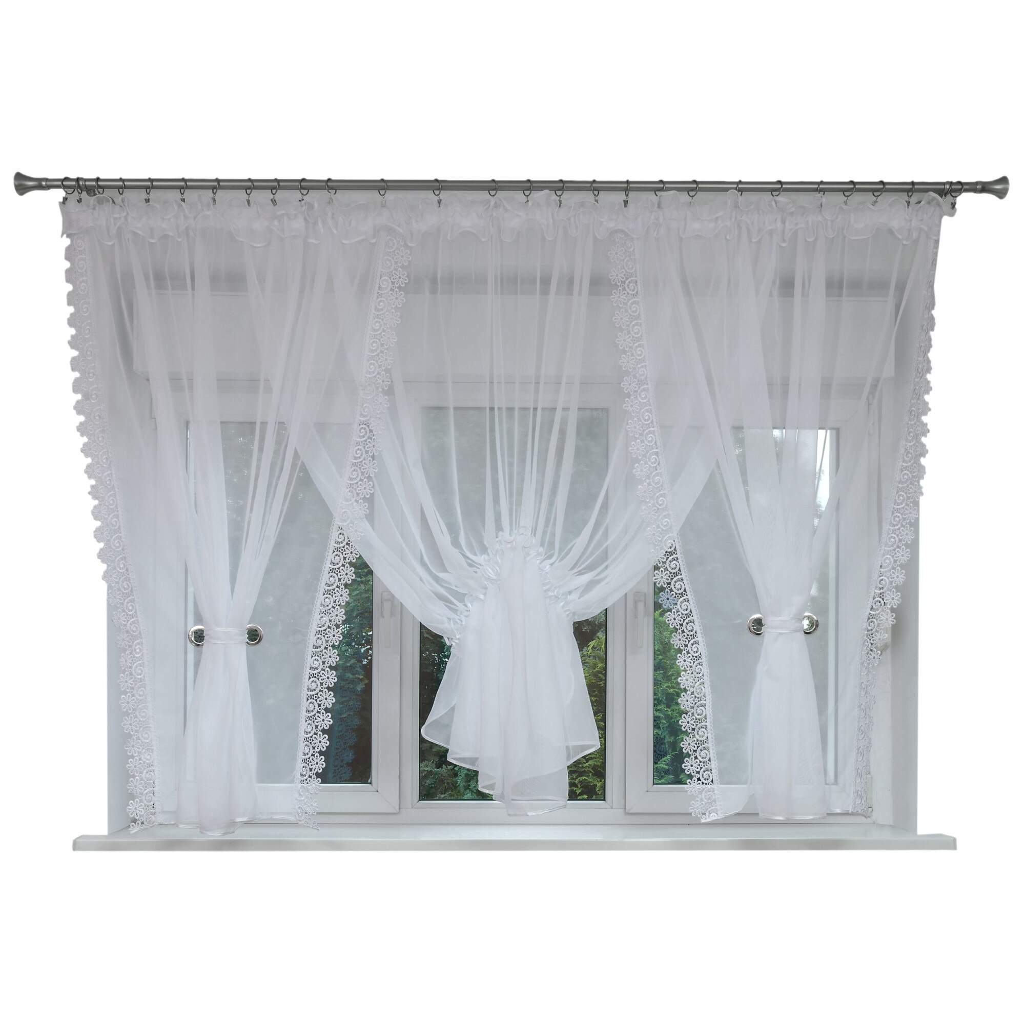 Perdea Nicea, Alb, 500 x 155 cm