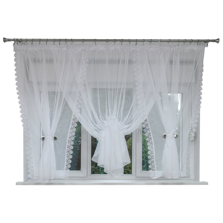 Perdea Nicea, Alb, 500 x 155 cm