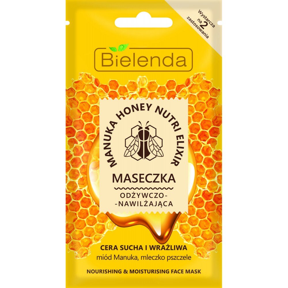 Masca nutritiva si hidratanta pentru Ten Uscat si Sensibil MANUKA HONEY NUTRI ELIXIR, Bielenda, 8g
