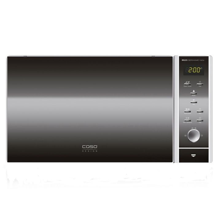 Cuptor cu microunde CASO MG25 Ceramic menu, 900 W, 25 l, 10 Trepte de putere, Functie Grill, Negru/ Argintiu