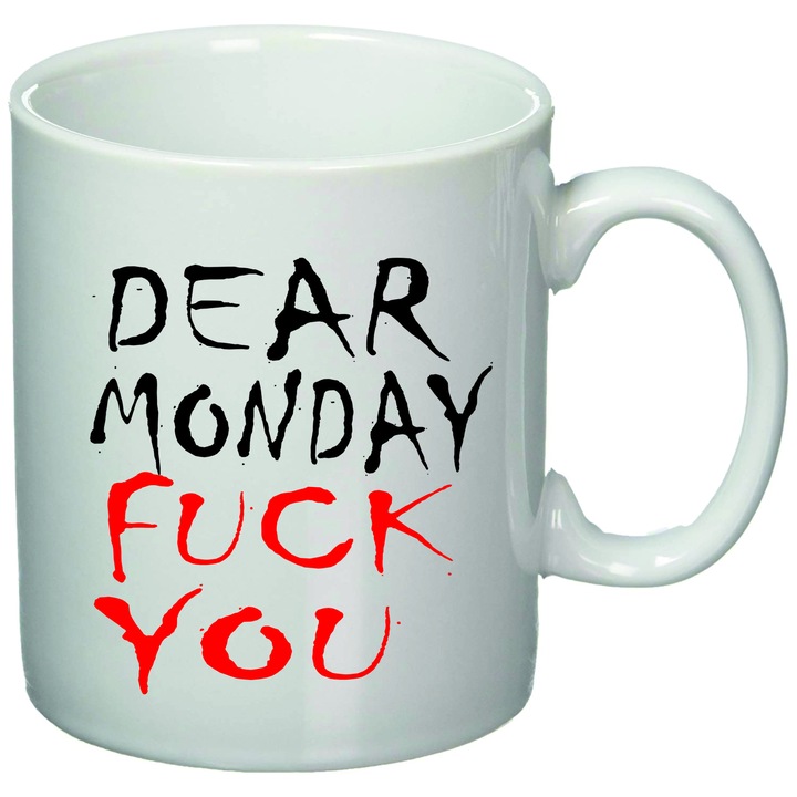 Cana personalizata "Dear Monday", Giftoro, Alba, 330ml
