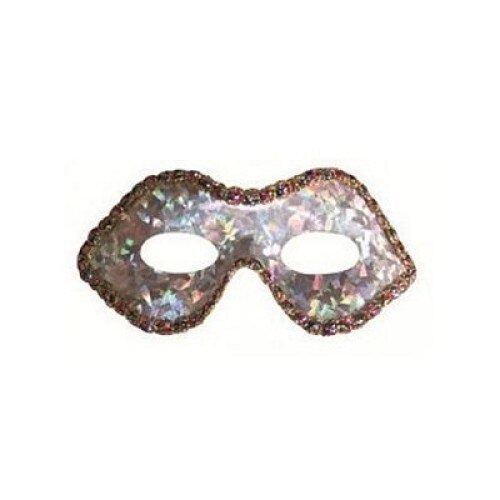 Masca carnaval - argintie cu holograma, 19 x 8 cm