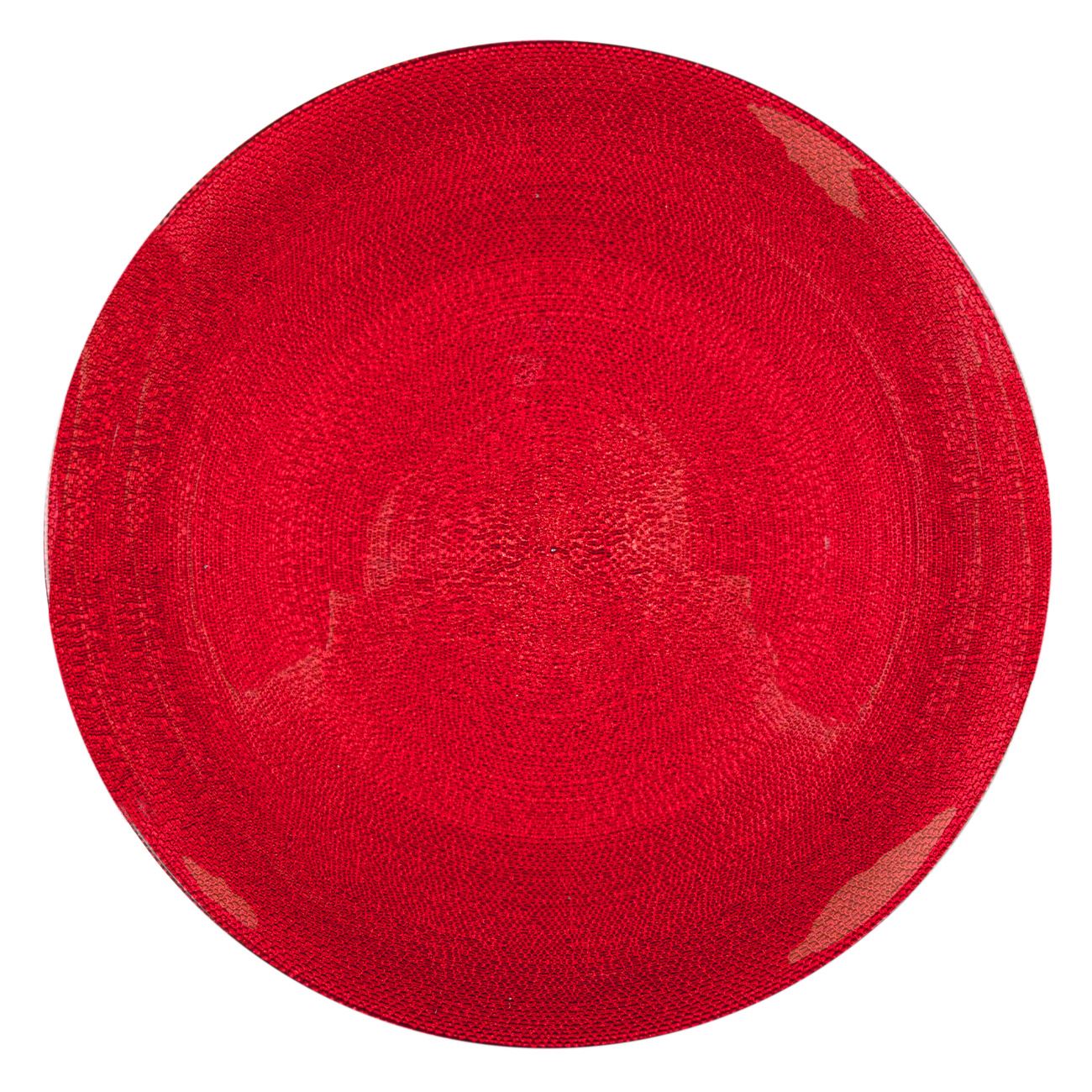 Farfurie intinsa din sticla, Marbest Grand Shop , rosu, 22 cm