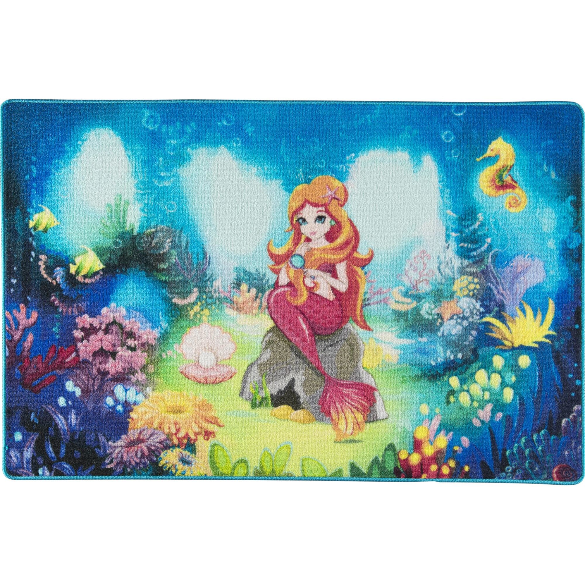 Covor Pentru Copii, Antiderapant, Mica Sirena Blue, 100x150 cm, 1275 gr/mp