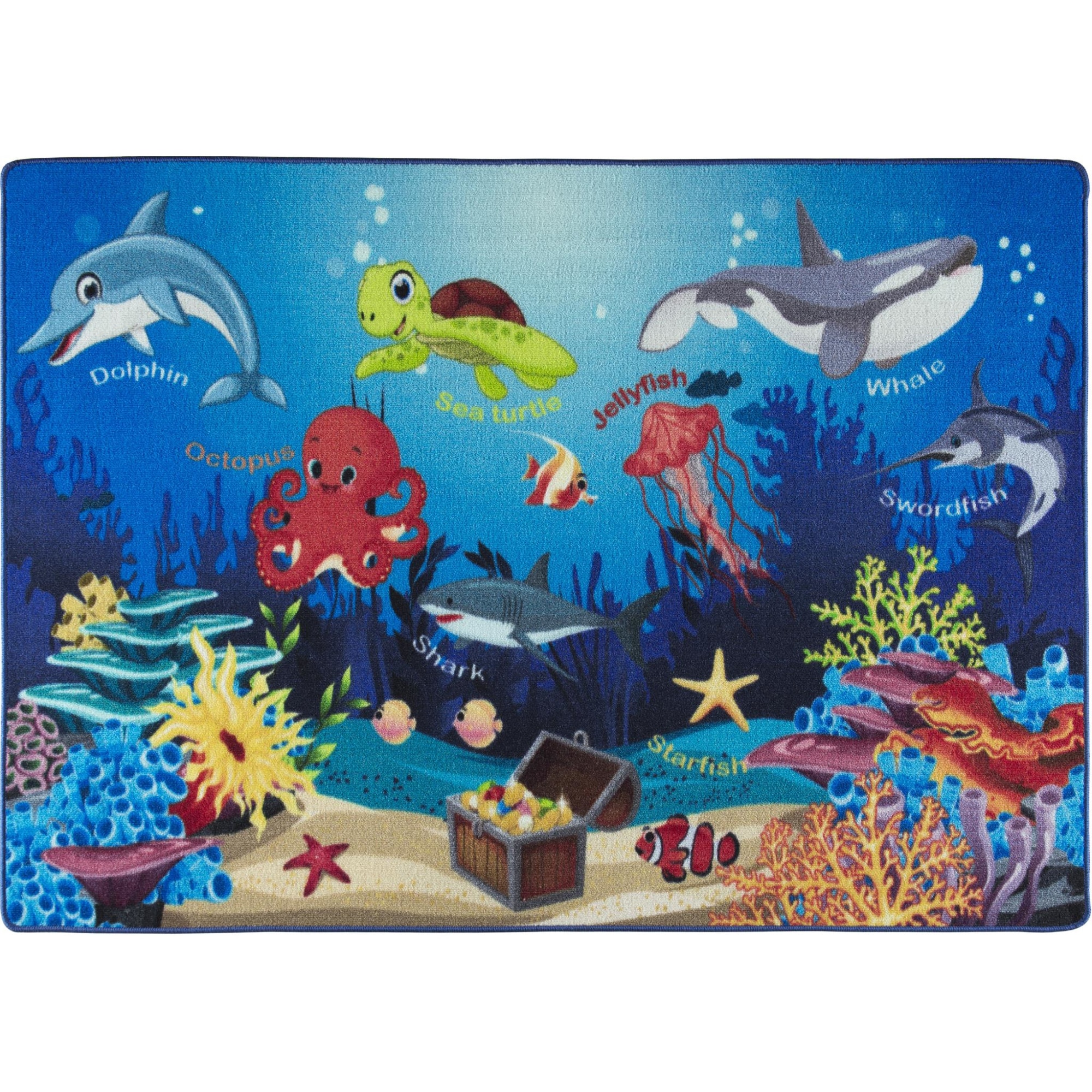 Covor Pentru Copii, Antiderapant, Oceanarium Blue, 100x150 cm, 1275 gr/mp