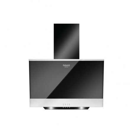 Hota incorporabila decorativa Hotpoint HHVP 6.6F LM K, Putere absorbtie 647 mc/h, Clasa B, Negru/Inox