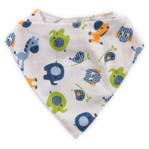 Baveta Lorelli Tip Bandana din Bumbac, Elefant Verde