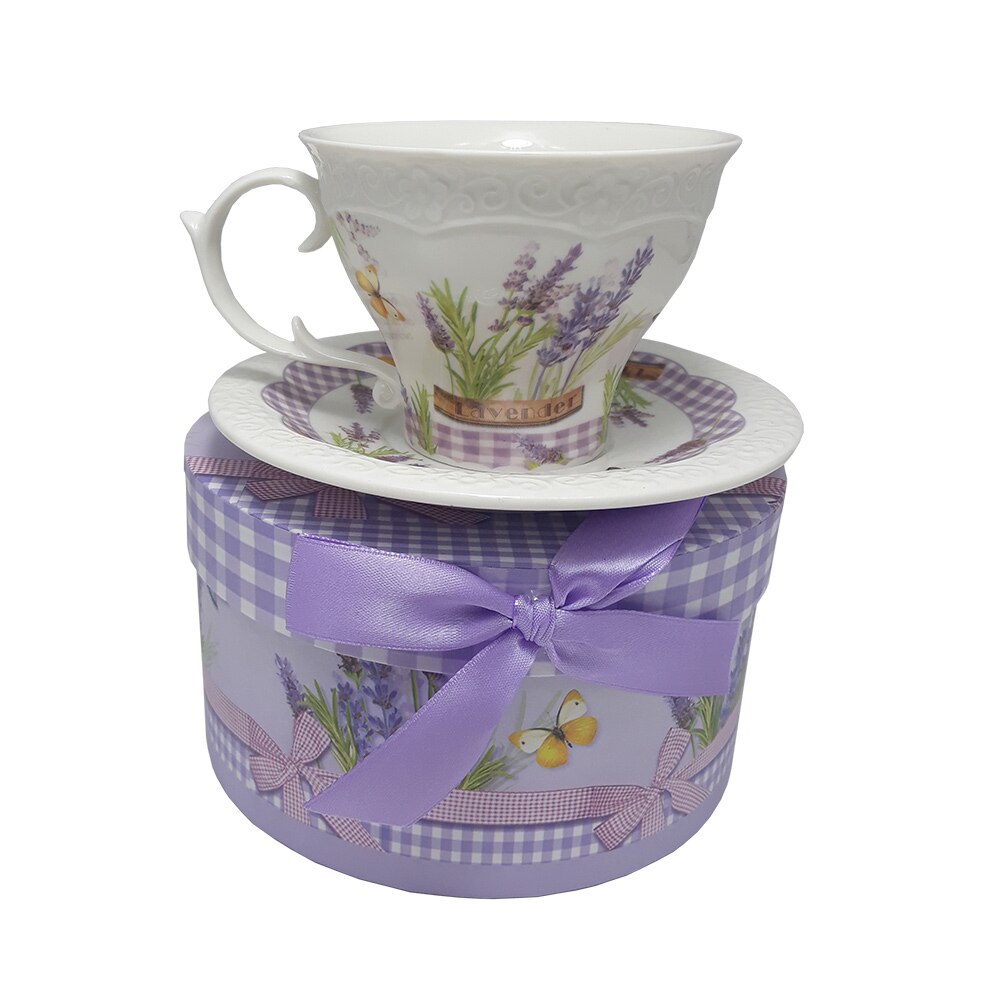 Set cafea 1 persoana cu cutie cadou Lavender, Charisma, Portelan, 200 ml