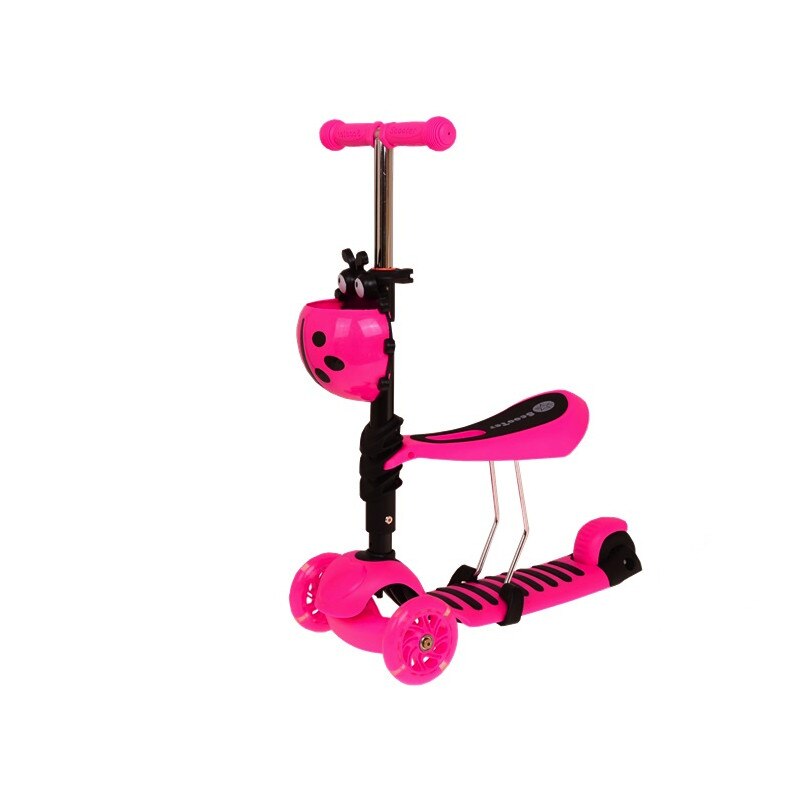 Trotineta cu sezut pentru copii 5 in 1 Malipen cu maner parental, roz