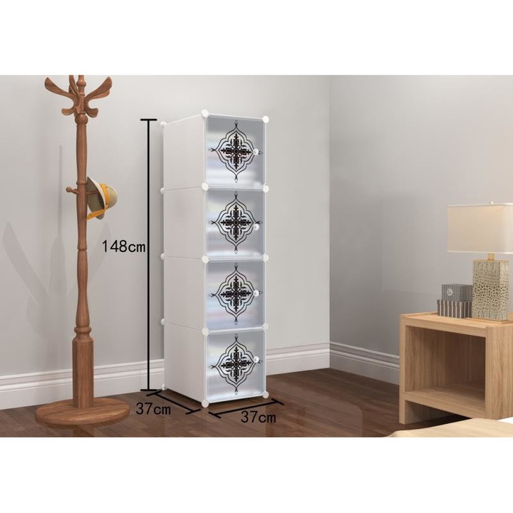 Dulap modular din plastic cu schelet metalic, D3203, culoare Alb