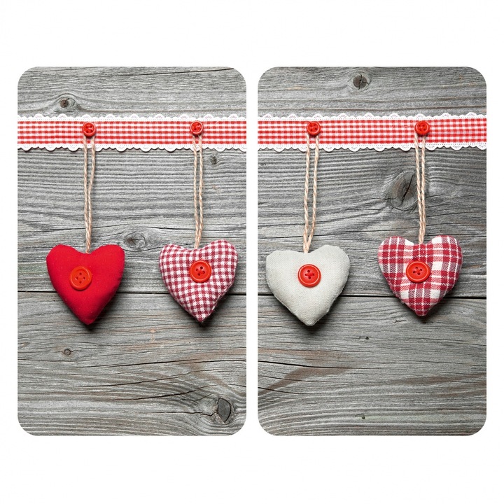 Set 2 placi protectoare pentru aragaz, Wenko Hearts