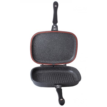 Tigaie dubla ZILAN, 30 cm, garnitura silicon + rezerva, Negru Tigaie dubla ZILAN, 30 cm, garnitura silicon + rezerva, Negru