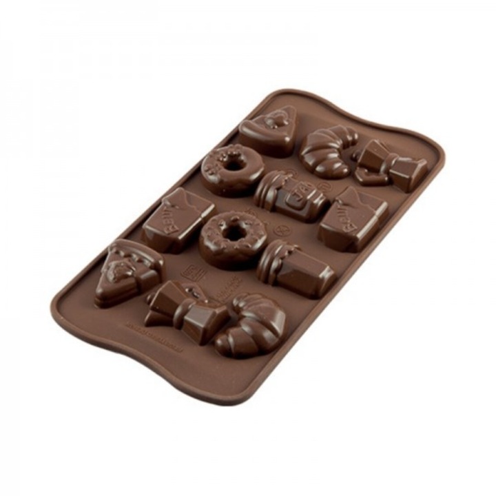 Forma din silicon pentru praline, Silikomart Breakfast Easy Choco, 12 cavitati