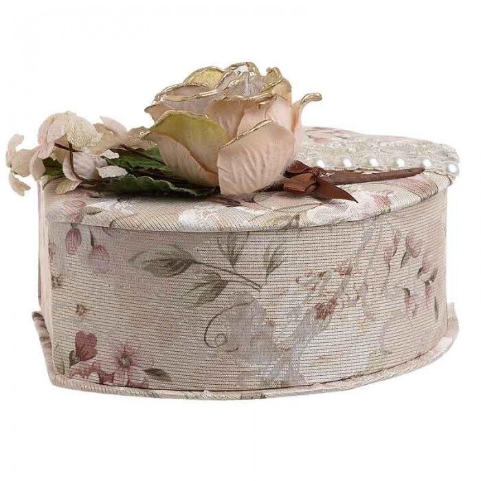 Cutie bijuterii compartimentata si cu oglinda Flower multicolor 22 cm x 16.5 cm x 9.5 cm