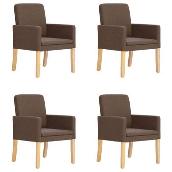 Set de 4 scaune bucatarie, vidaXL, Textil/Lemn, 57 x 60 x 85,5 cm, Maro Set de 4 scaune bucatarie, vidaXL, Textil/Lemn, 57 x 60 x 85,5 cm, Maro