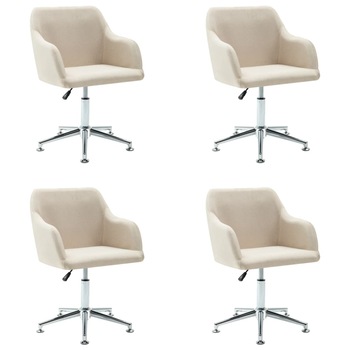 Set 4 scaune bucatarie, vidaXL,Textil/otel, 55 x 53 x (78-92) cm, Crem Set 4 scaune bucatarie, vidaXL,Textil/otel, 55 x 53 x (78-92) cm, Crem