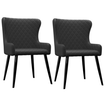 Set 2 scaune de bucatarie vidaXL, Tesatura, 60 x 55 x 84 cm Negru Set 2 scaune de bucatarie vidaXL, Tesatura, 60 x 55 x 84 cm Negru