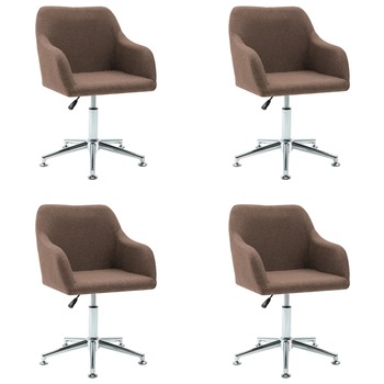 Set 4 scaune bucatarie, vidaXL,Textil/otel, 55 x 53 x (78-92) cm, Maro