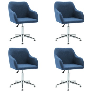 Set 4 scaune bucatarie, vidaXL,Textil/otel, 55 x 53 x (78-92) cm, Albastru