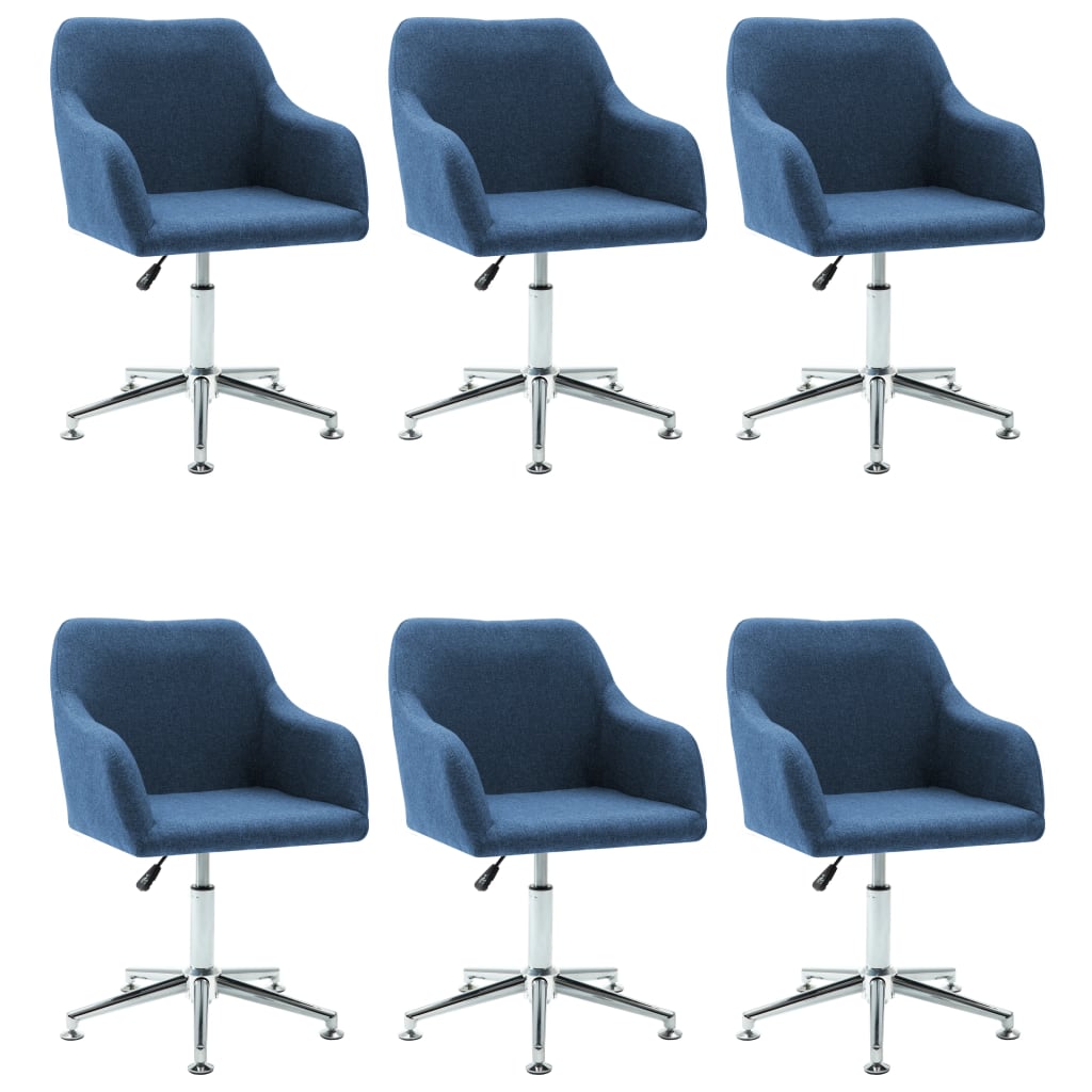 Set 6 scaune bucatarie, vidaXL,Textil/otel, 55 x 53 x (78-92) cm, Albastru