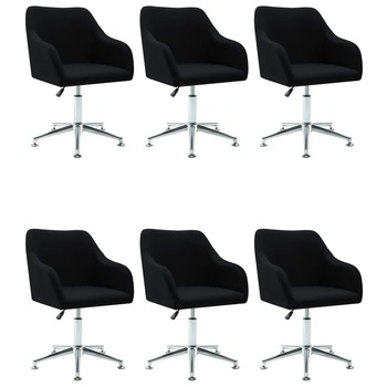 Set de 6 scaune pivotante pentru living, vidaXL, Textil/Otel, 55 x 53 x (78-92) cm, Negru Set de 6 scaune pivotante pentru living, vidaXL, Textil/Otel, 55 x 53 x (78-92) cm, Negru