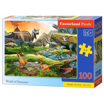 Puzzle Castorland, Lumea Dinozaurilor, 100 piese