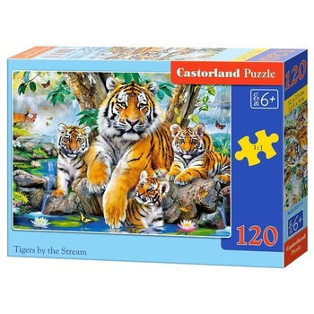 Puzzle Castorland, Tigri, 120 piese Puzzle Castorland, Tigri, 120 piese