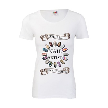 Tricou dama personalizat Fruit of the loom, alb, The best nails artist 2XL Tricou dama personalizat Fruit of the loom, alb, The best nails artist 2XL