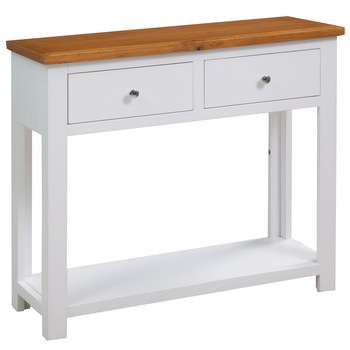 Masa consola din lemn de stejar, vidaXL, Alb, 83 x 30 x 73 cm Masa consola din lemn de stejar, vidaXL, Alb, 83 x 30 x 73 cm
