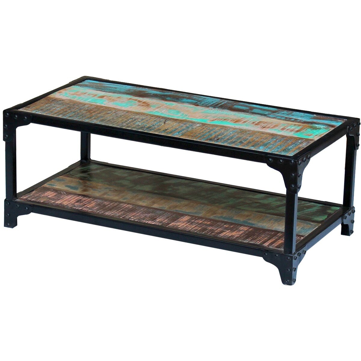 Masa de cafea, vidaXL, din lemn reciclat de esenta tare, Multicolor, 90 x 45 x 35 cm