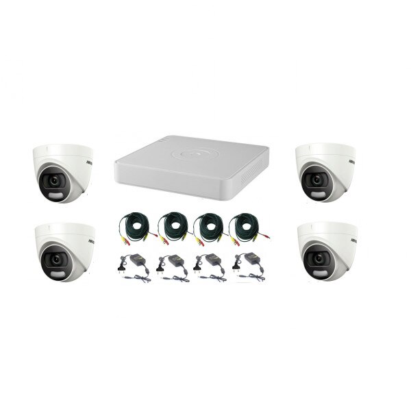 Sistem supraveghere profesional Hikvision Color Vu 4 camere 5MP IR20m, DVR 4 canale, full accesorii