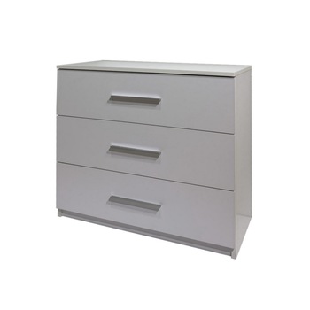 Comoda cu 3 sertare, Pal Alb Creta, 90x43x80 cm Comoda cu 3 sertare, Pal Alb Creta, 90x43x80 cm