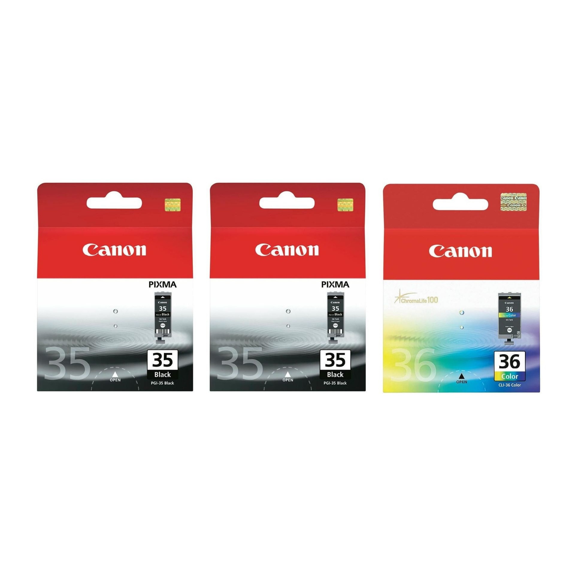 Pachet cartuse cerneala PGI-35BK negru x2 CLI-36 color Canon original 630 pagini