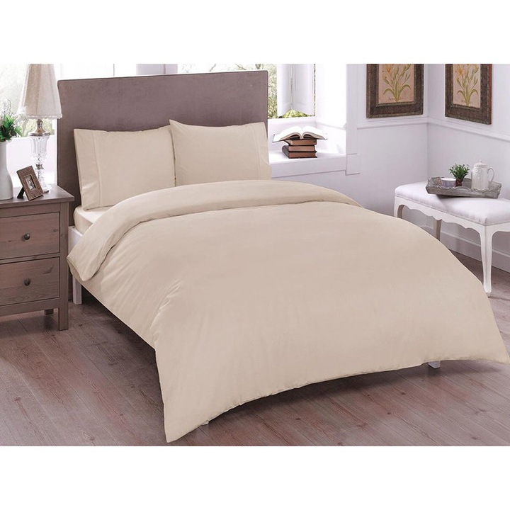 Kétszemélyes ágynemű garnitúra Basic Bézs, TAC, 100% renforcé pamut