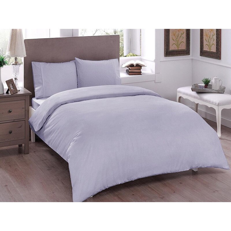 Lenjerie de pat dublu, 4 Piese, TAC model Basic Lila , Bumbac 100%