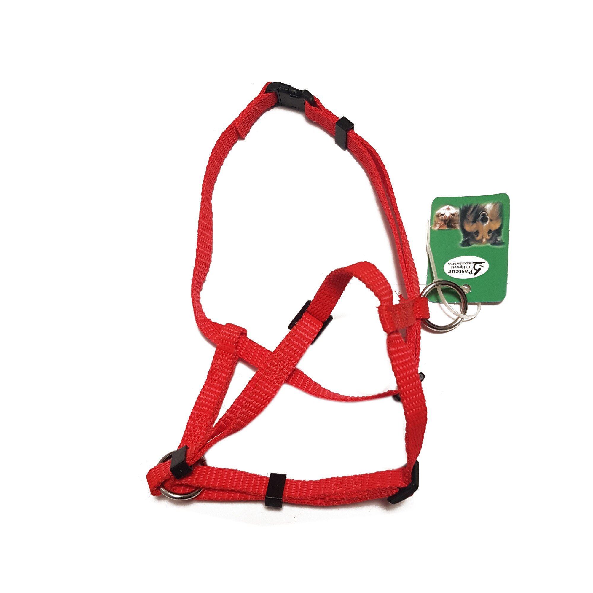 Ham textil reglabil pentru caini, Pasteur, Rosu, 10mm