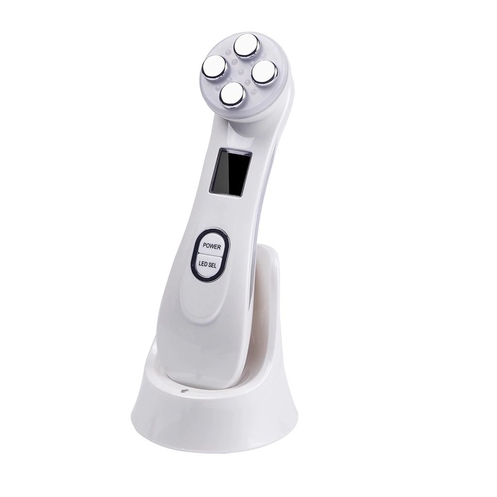Aparat Cosmetic Terapie Fotonica Faciala cu LED 5 in 1, Lifting, Reintinerire, 10W, alb