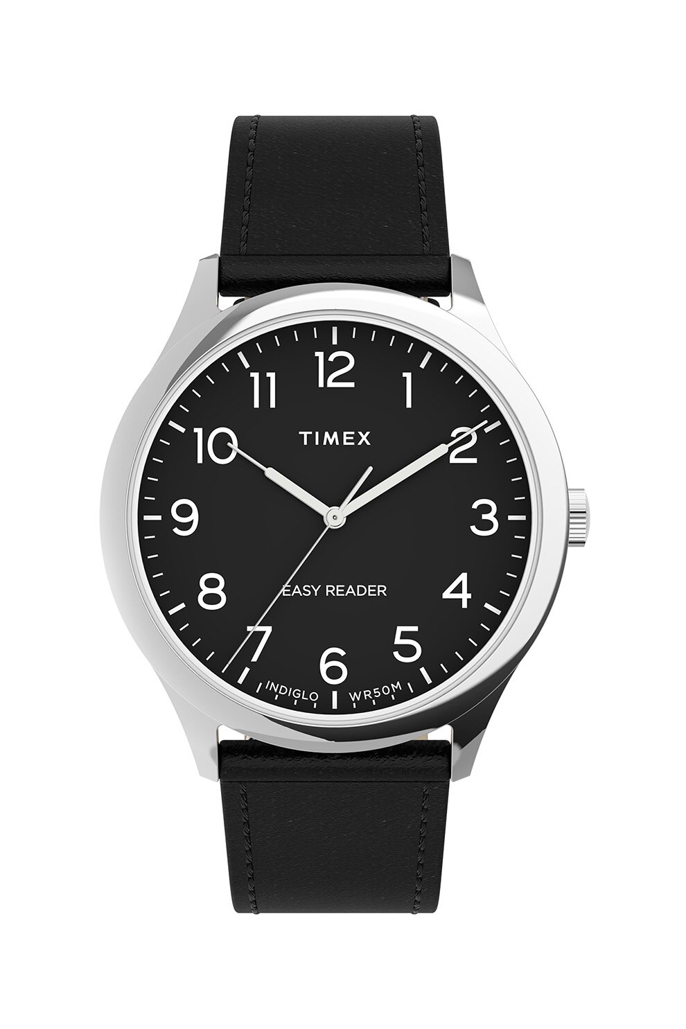 Timex, Ceas quartz cu o curea de piele, 40 mm, Negru