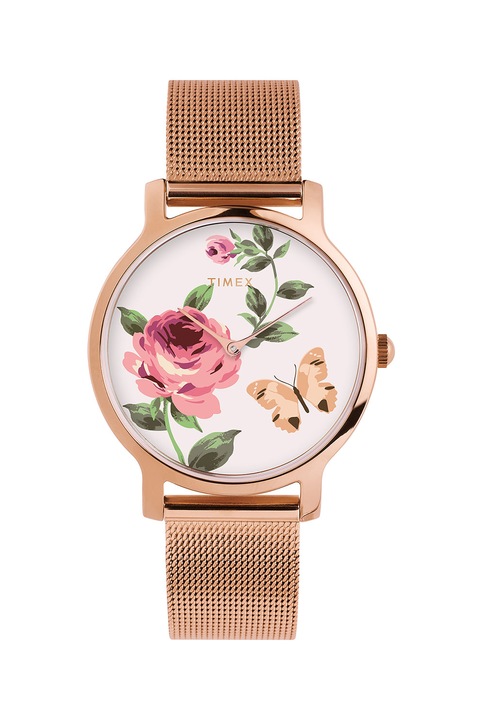 Timex, Часовник с мрежеста верижка, Rose Gold