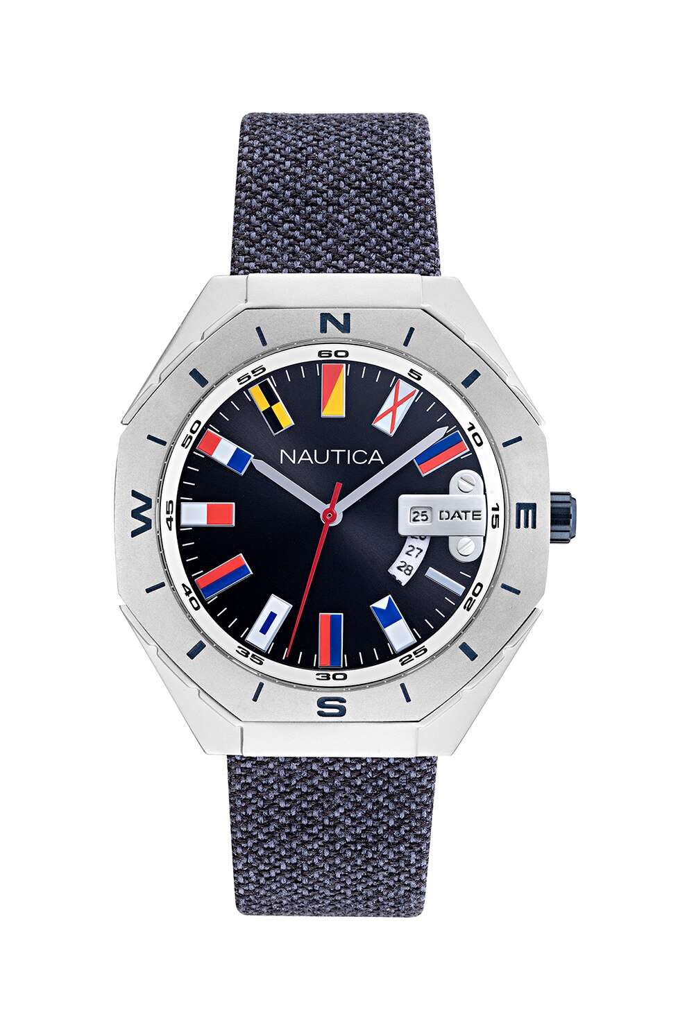 Nautica, Ceas din otel inoxidabil Loves The Ocean, 44 mm, Bleumarin inchis