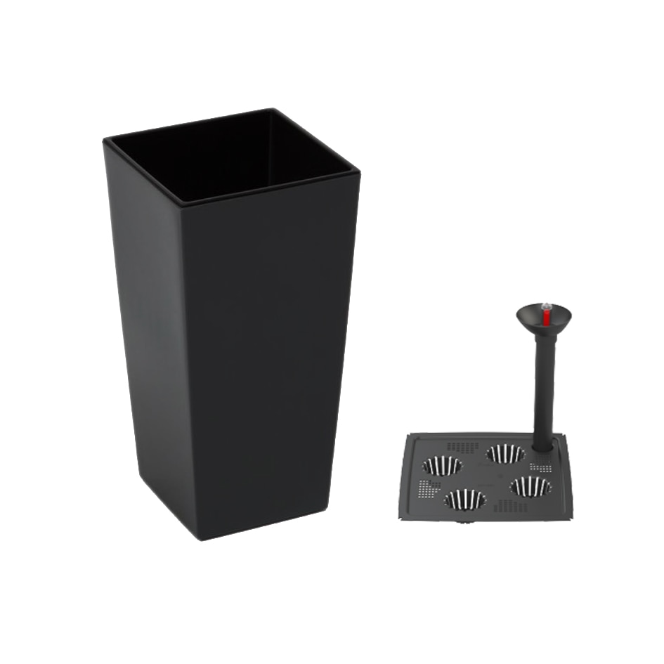 Ghiveci decorativ Lamela, Finezia, 40x40x75.3 cm, negru + Sistem de irigare 40x40 cm