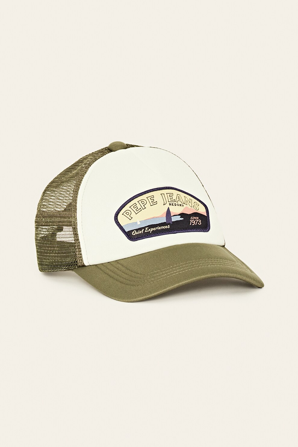 Pepe Jeans London, Sapca din plasa cu aplicatie cu broderie, Verde militar