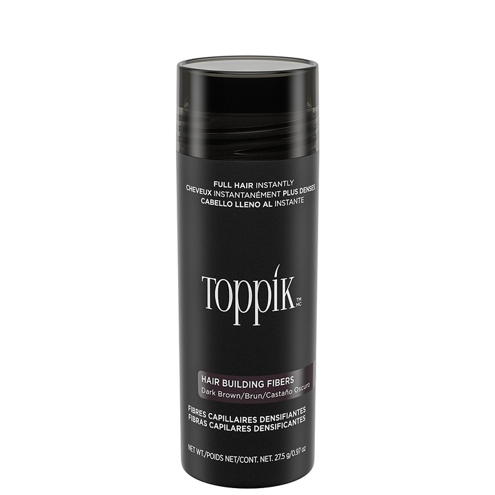 TOPPIK hajszálrostok, rostok ritka hajra, por, Sötét barna, 27g