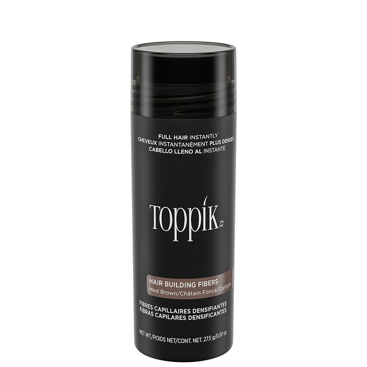 TOPPIK hajszálrostok, rostok ritka hajra, por, Közepes barna, 27g