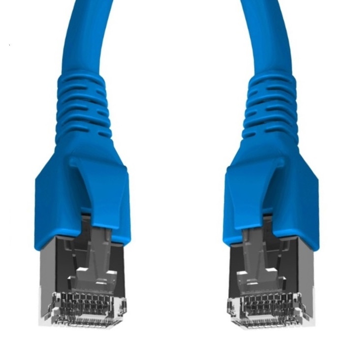 Cablu patchcord Cat.6A 10G S/FTP dublu ecranat Schrack RJ45 LSOH 500MHz albastru 0.5 m