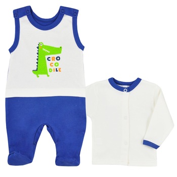 Compleu 2 piese salopeta si bluza pentru baieti Koala Play Time 3810, Albastru, 56 cm Compleu 2 piese salopeta si bluza pentru baieti Koala Play Time 3810, Albastru, 56 cm