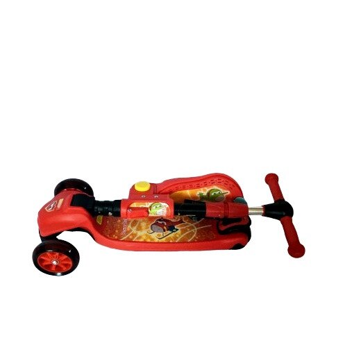 Trotineta pentru copii, Scooter, 2 in 1 Plane Red, cu scaunel, roti cu led si ghidon reglabil pe inaltime