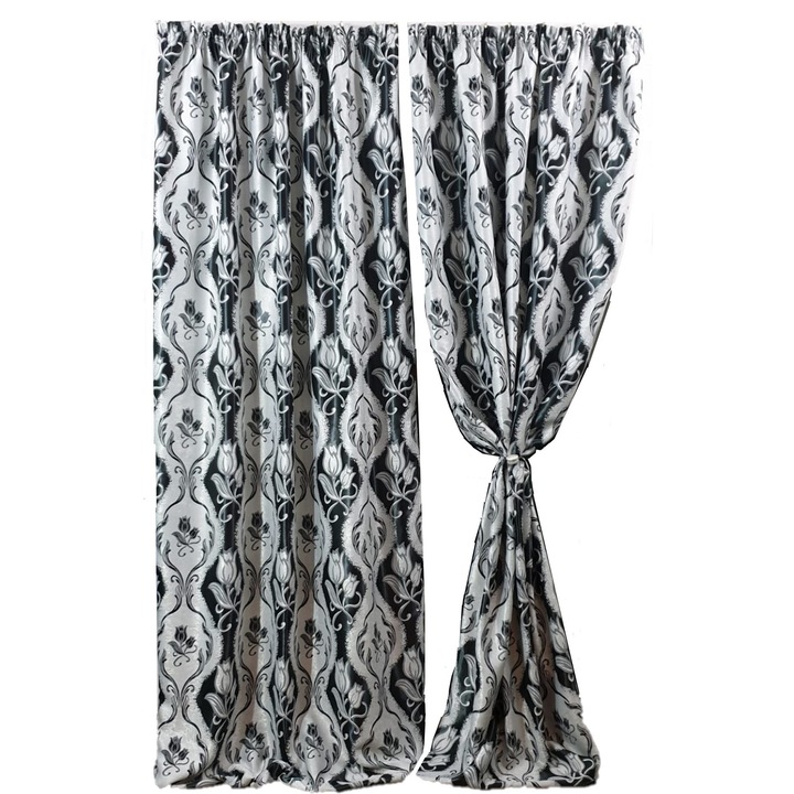 Set 2 draperii black-out MASTEL 100x260cmx2 culoare gri-negru B13
