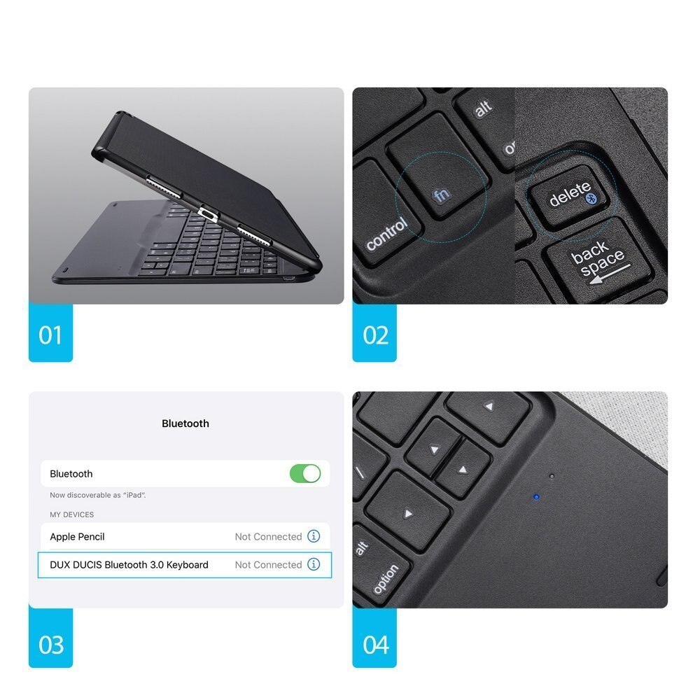 Husa cu Tastatura BlueTooth 4.0 Dux Ducis pentru Apple iPad Air 3 (2019) 10.5", Negru