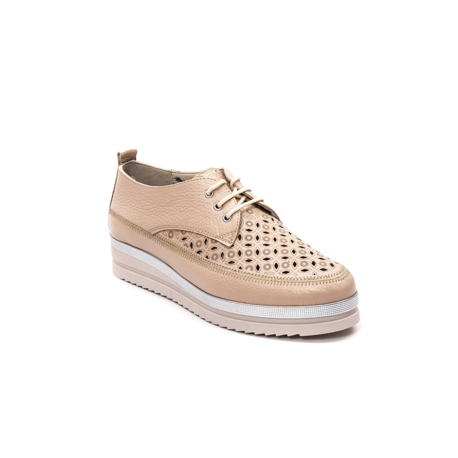 Pantofi dama vara casual, piele naturala texturata, LFX 240 8469, pudra